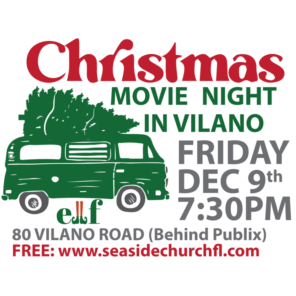Christmas movie night flyer.