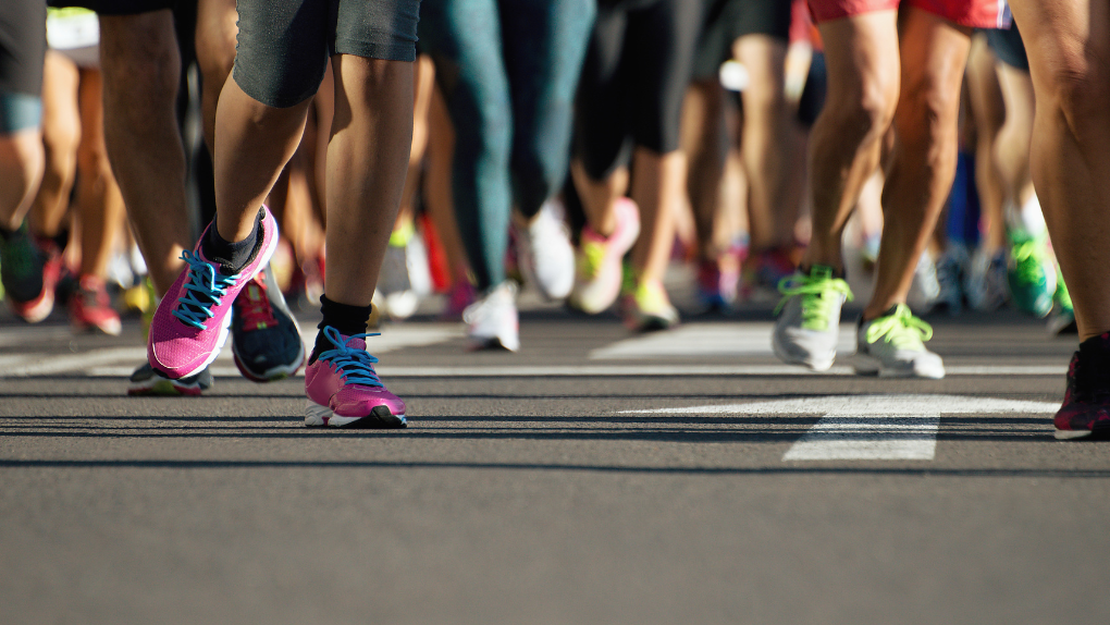 Image of runner's feet during race